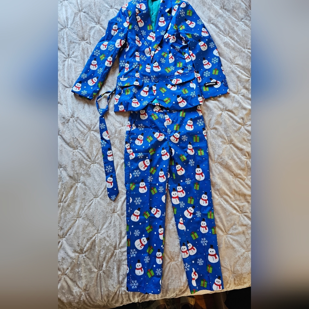 Boys Blue Snownam Christmas Suit size Medium
